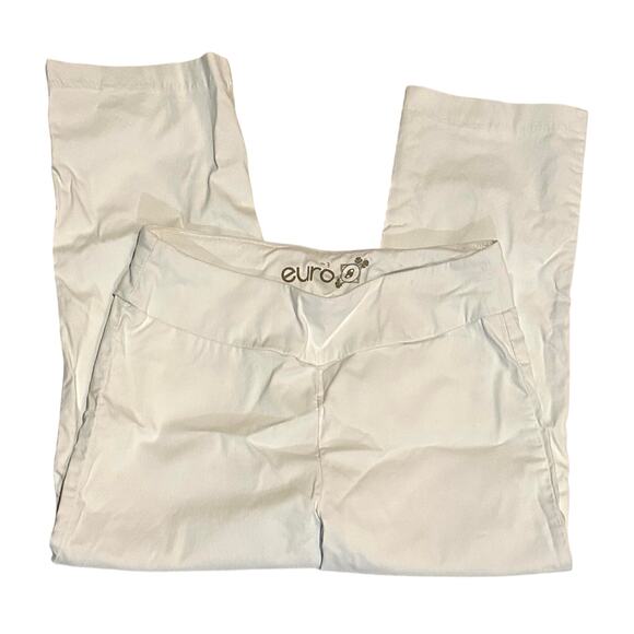 Euro Stretch White Pull-On Summer Coastal Cropped Pants Women's 8 - Picture 1 of 7